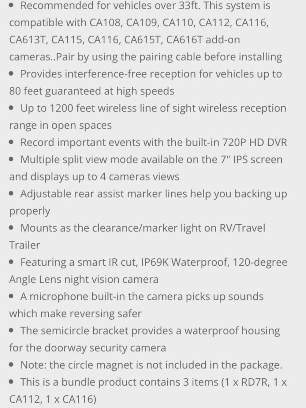 7" 720P Wireless 4-Camera RV Backup System - Black/Red/Amber - Picture 10 of 10